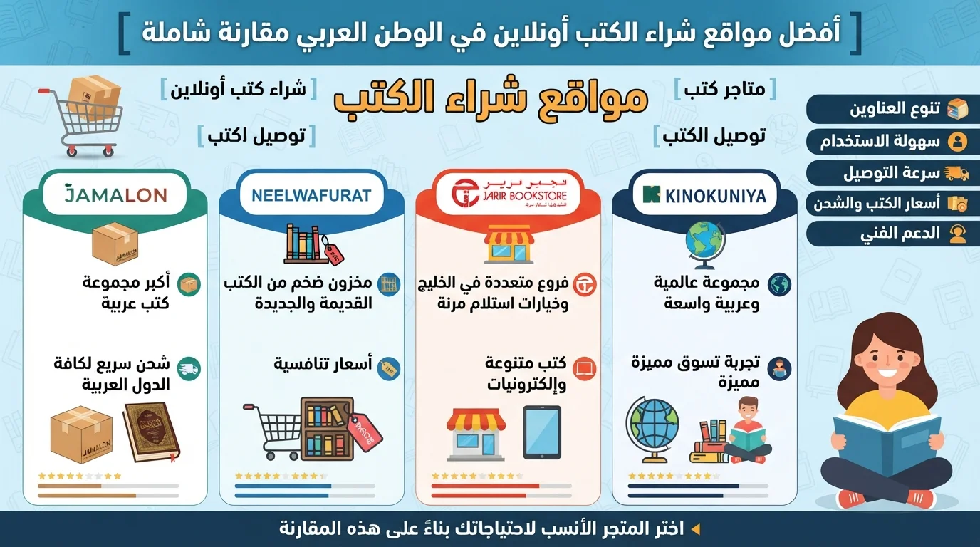أفضل مواقع شراء الكتب أونلاين في الوطن العربي مقارنة شاملة